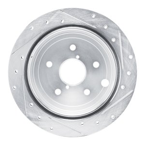 Subaru WRX Brake Rotor (1) - Rear Left - R1 Concepts - Drilled & Slotted - Silver - `22-`25
